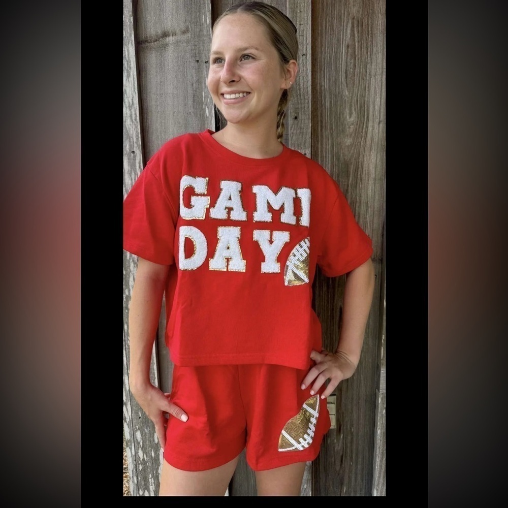 She & Sky Ruby Red Football Gameday Set